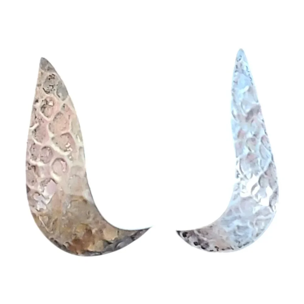 Vintage 925 Sterling Silver Hammered Curved Swirl Post Drop Earrings